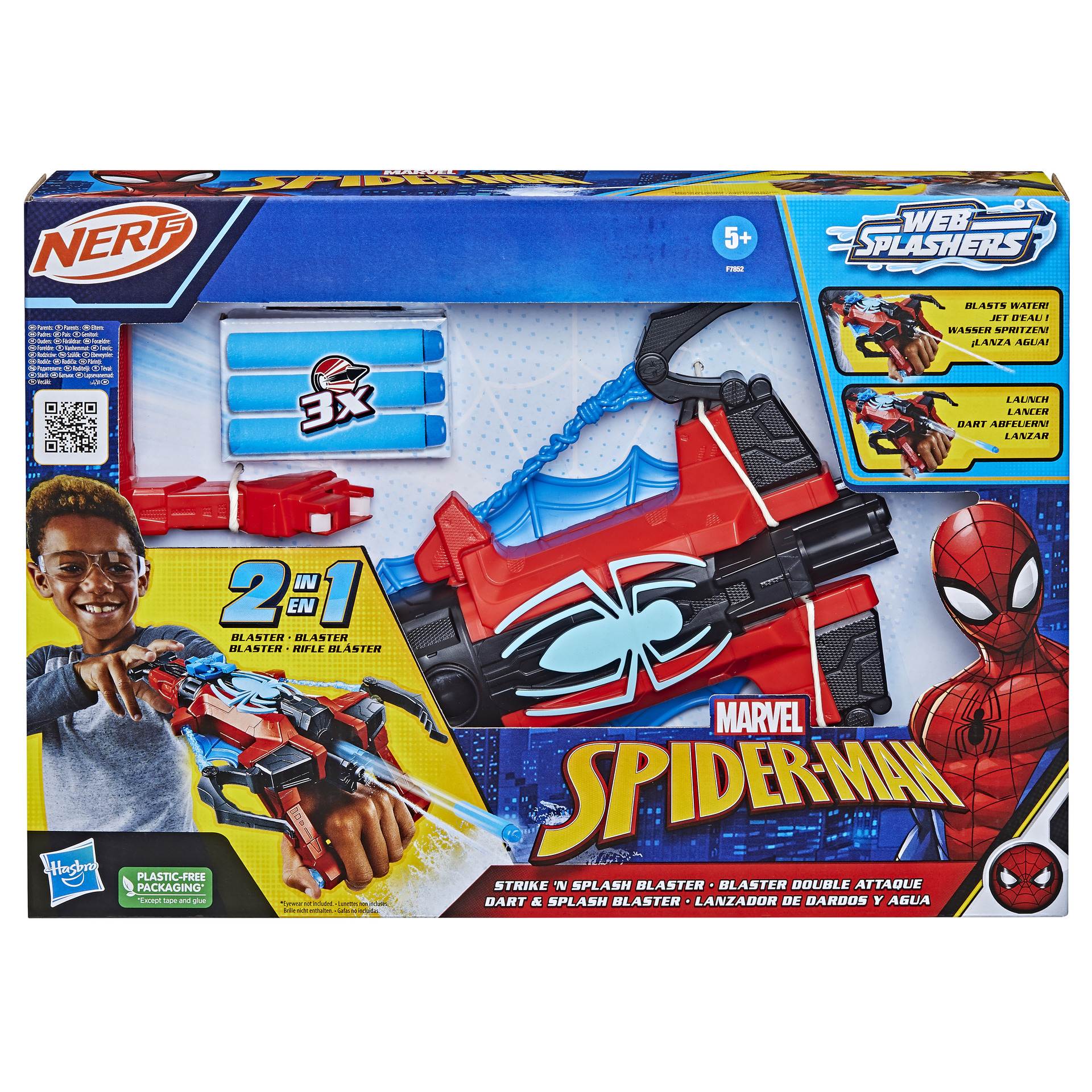 Marvel Spider-Man, Blaster Double attaque, jouets de super-héros, dès 5 ans,  blaster Nerf Spider-Man, tire un jet d'eau au meilleur prix