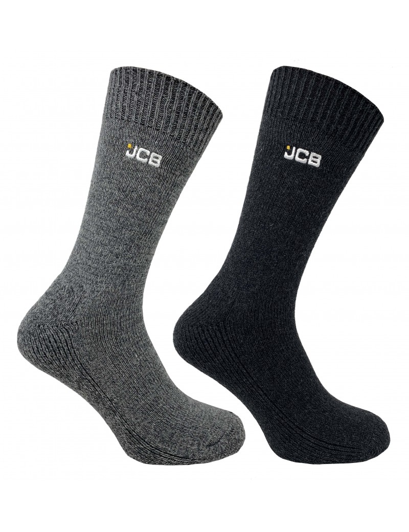 JCB LOT DE 2 PAIRES DE CHAUSSETTES DE TRAVAIL NOIR/GRIS (44-47)