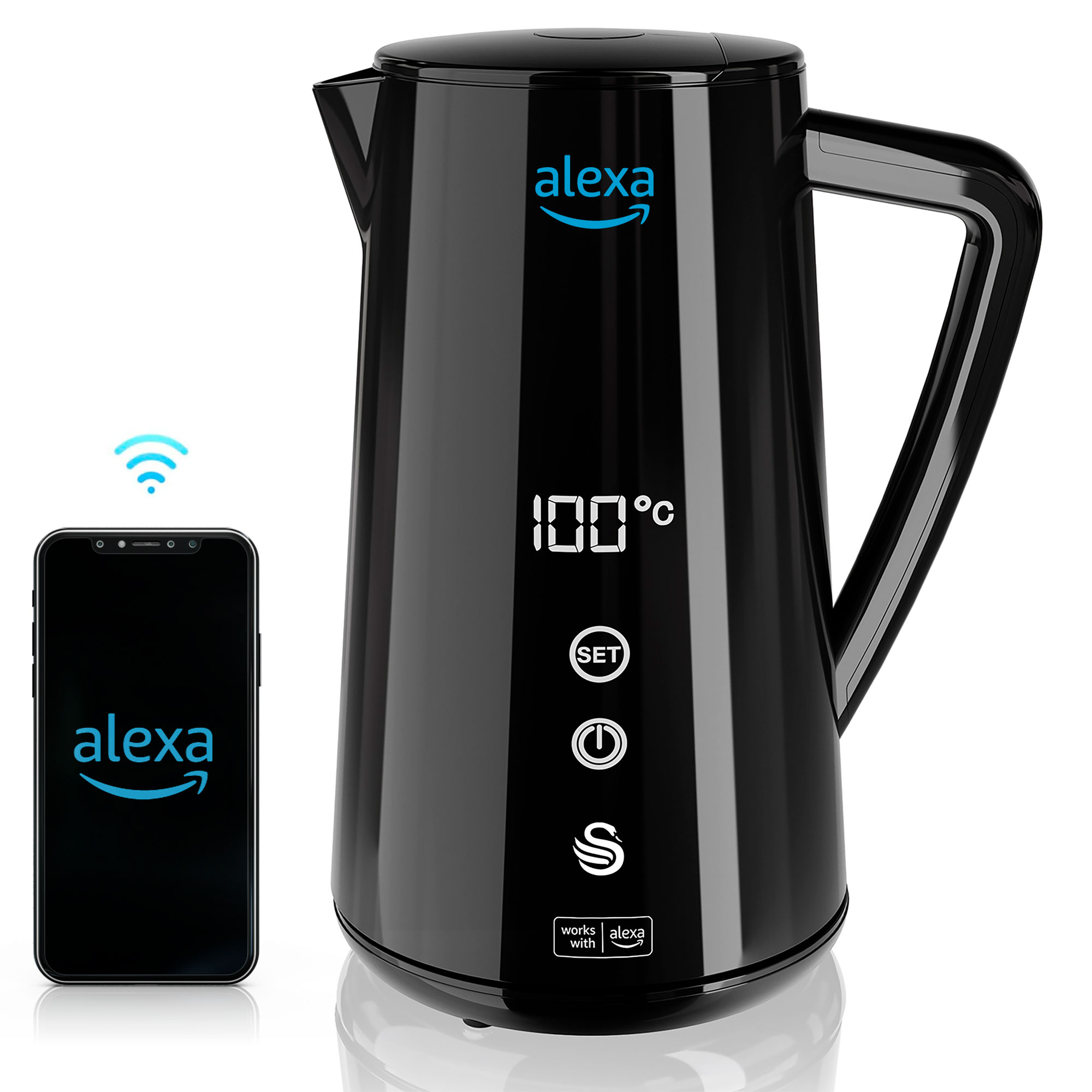 Alexa Bouilloire Électrique Intelligente WIFI 1,5L, Sans Fil