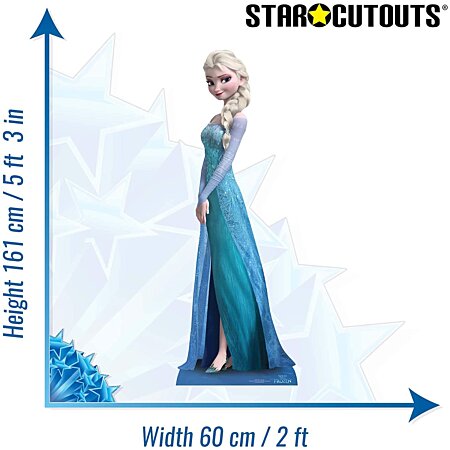 Figurine en carton Elsa de profil avec robe bleue La Reine des Neiges Disney  -Haut 155 CM au meilleur prix
