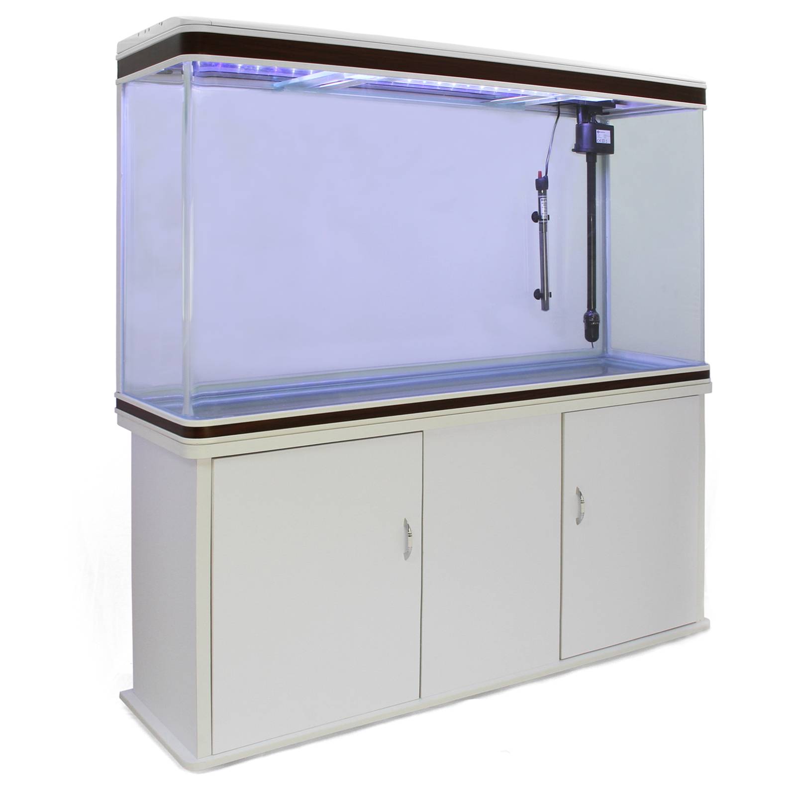 Aquarium Complet 300 Litres sur Meuble Blanc avec LED [Pompe