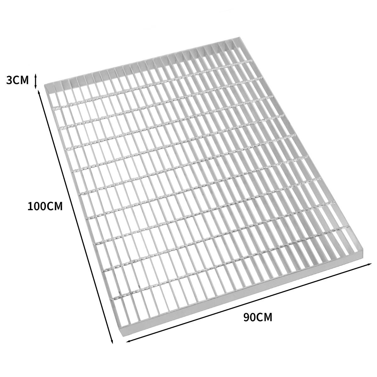Grille Caillebotis Acier Galvanisé 1000 X 900 Mm - Maille 32x100 Mm, épaisseur 4 Mm, Capacité 900 Kg
