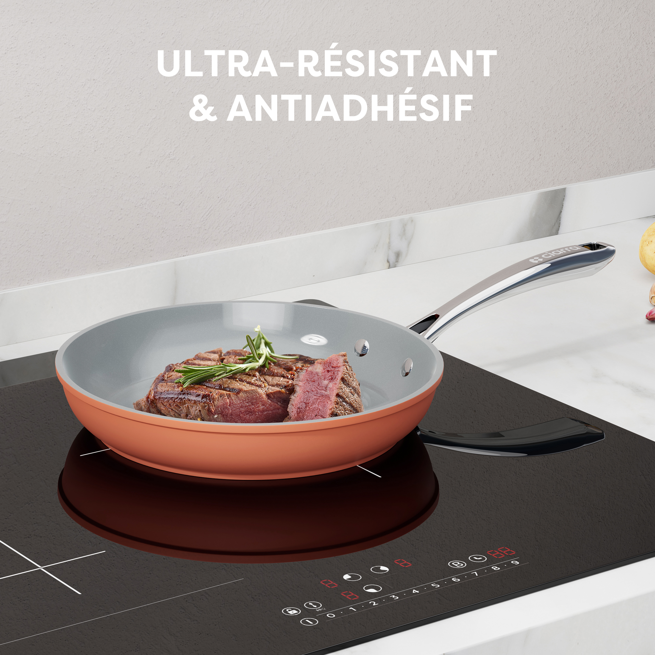 Inqibee Ensemble De Casseroles Et Poêles En Acier Inoxydable à Trois Couches, Casseroles De 21,6 à 30,5 Cm Et Casseroles De 2 Litres, Batterie De Cuisine à Induction Pour La Maison Et
