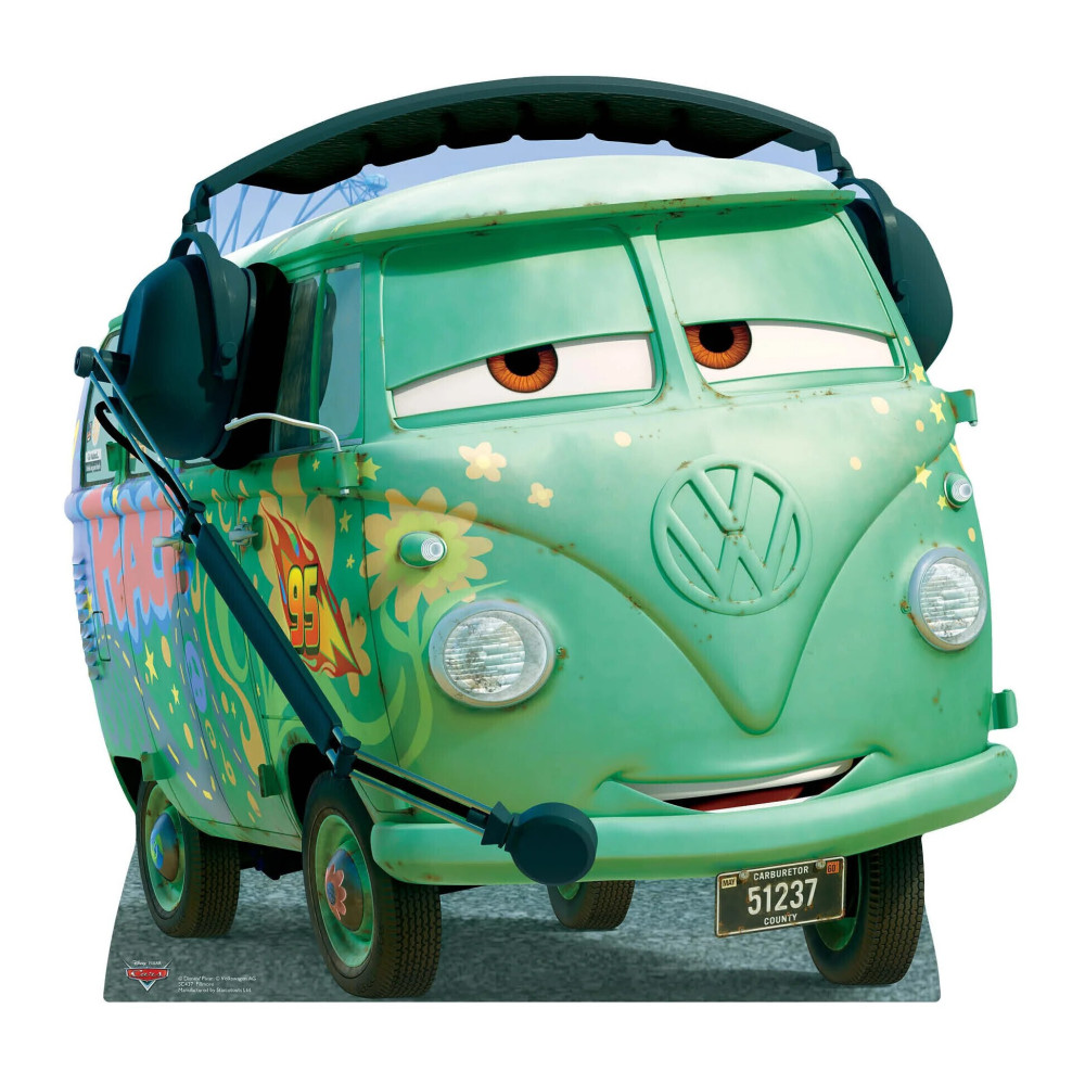 Figurine en carton Disney Cars Fillmore minibus Volkswagen Combi 1960 H  110 CM