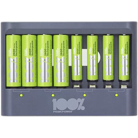Chargeur multichargeur pour piles rechargeables AA / AAA. Capacité jusqu'à  8 piles (piles non incluses)