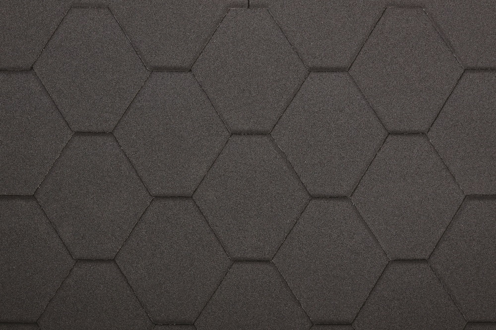 Bardeaux Bitumineux Hexagonal Rock H-BLACK 3 m2, Couleur Noir