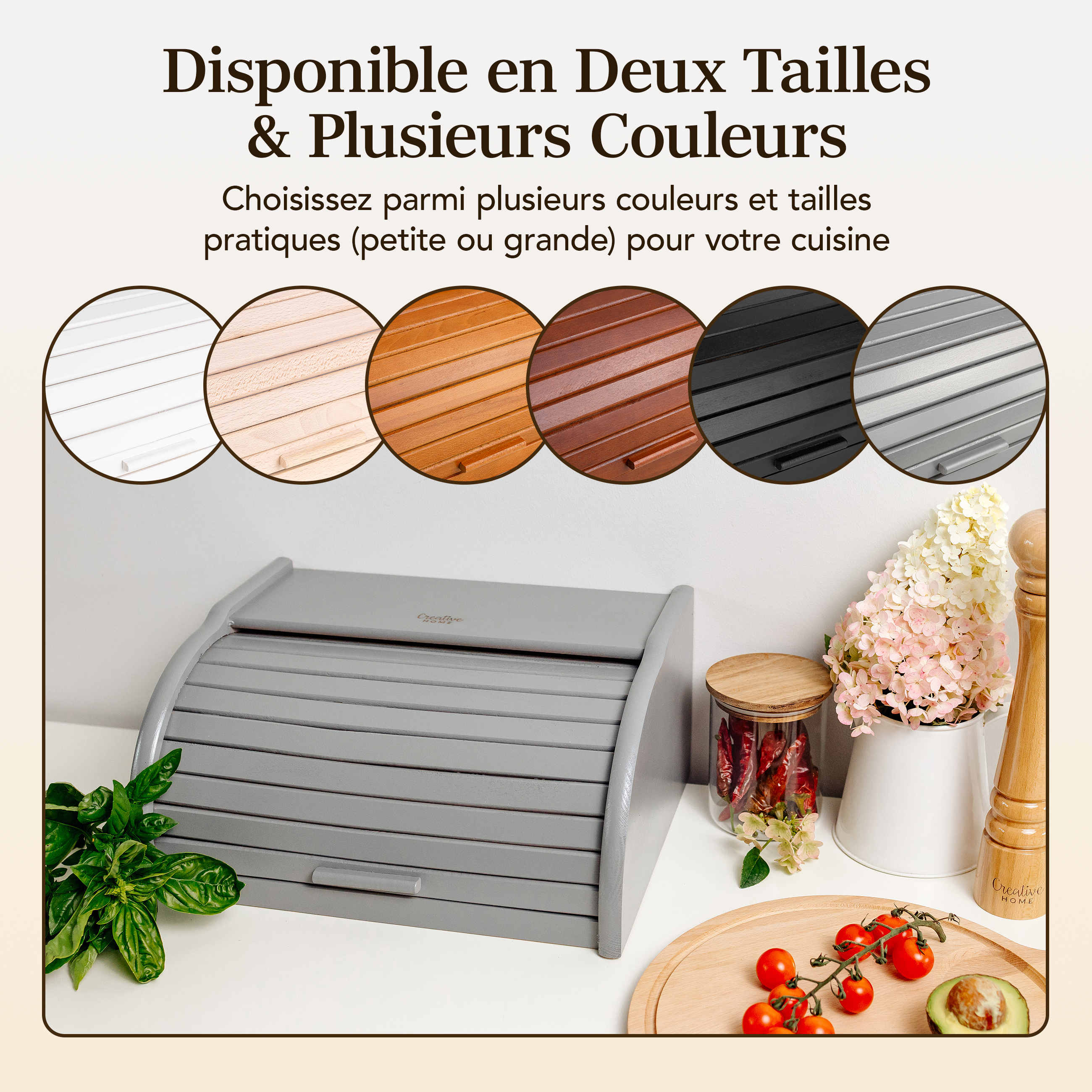 Boîte à Pain En Hêtre Naturel 38x28.5x17.5cm - Avec Couvercle Pour Conservation Pain Frais