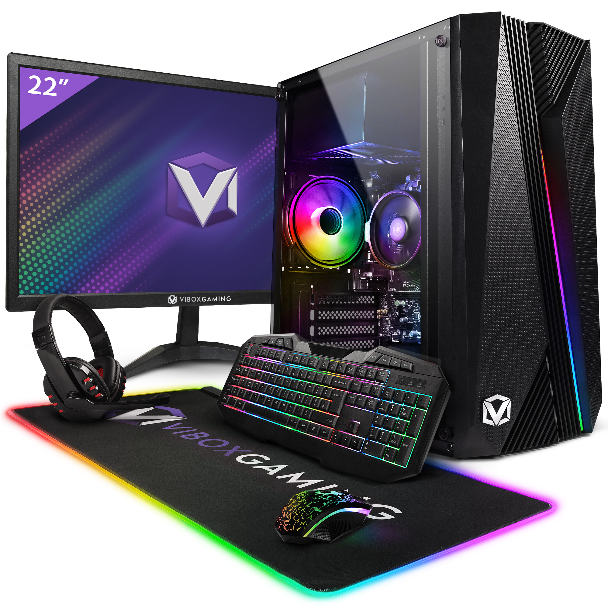 Vibox I-26 PC Gamer Complet • 22" Écran • AMD Ryzen 3 3200G 4,0 GHz • Radeon Vega 8 • 16 Go RAM • 480 Go