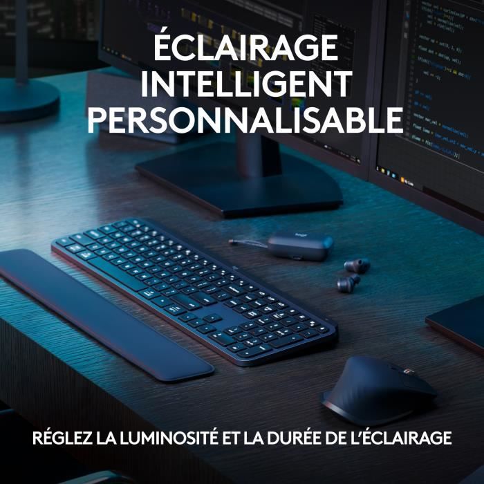 Clavier Azerty Clavier Sans Fil Logitech MX Keys - Rétroéclairé, AZERTY Français, Compatible Flow Clavier Logitech