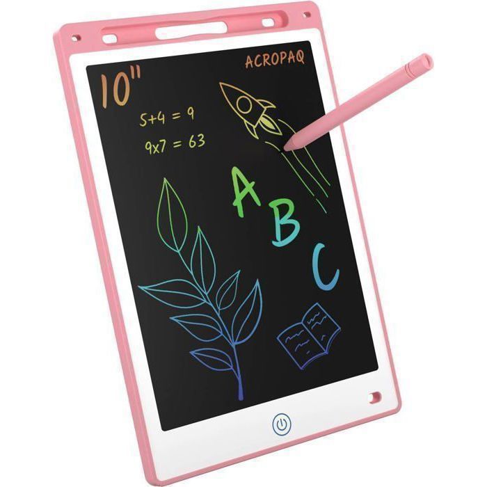 Tablette Dessin Enfants - Ardoise Magique - 10 Pouces - Effaçable - Réutilisable - LCD Coloré