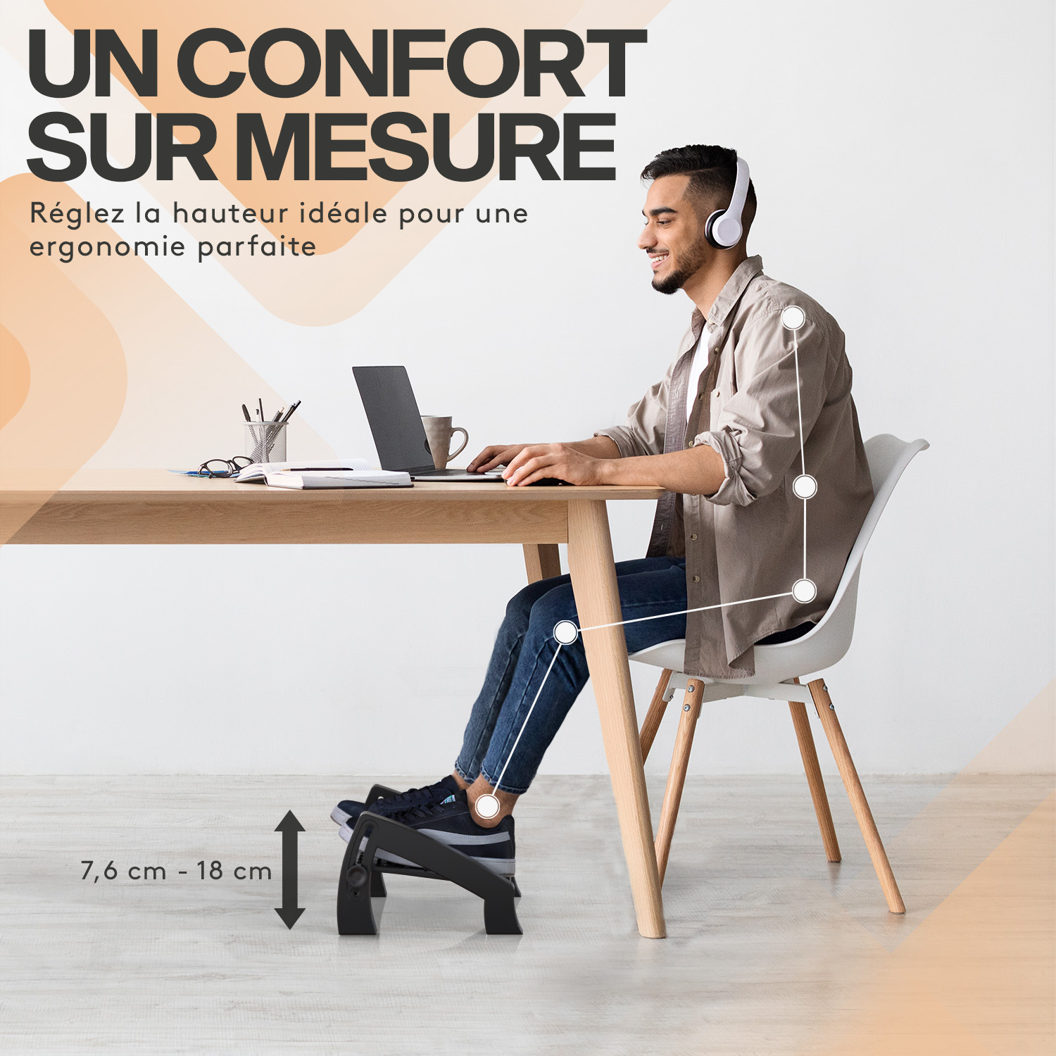 Repose Pied Voiture Voyage Repose-Pieds Bureau Réglable En Hauteur Avec Massage - Coussin Moelleux Antidérapant Charge 120 LBS