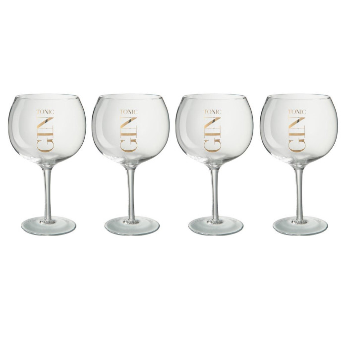 Lot de 4 verres gin en verre transparent 12x12x22 cm