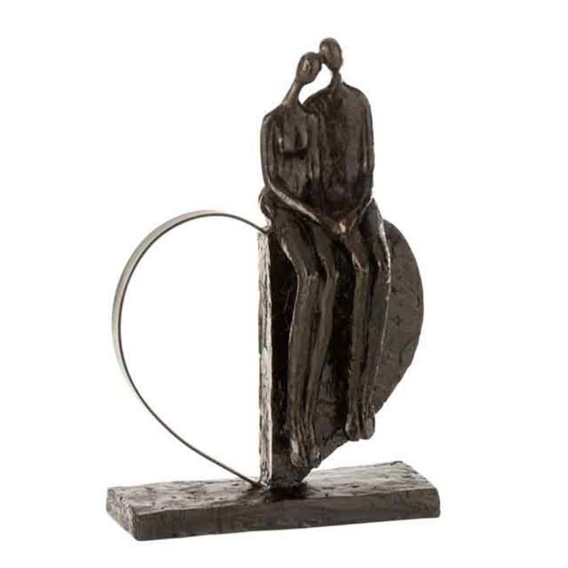 Paris Prix Statuette Déco Couple avec Enfant 31cm Blanc pas cher 