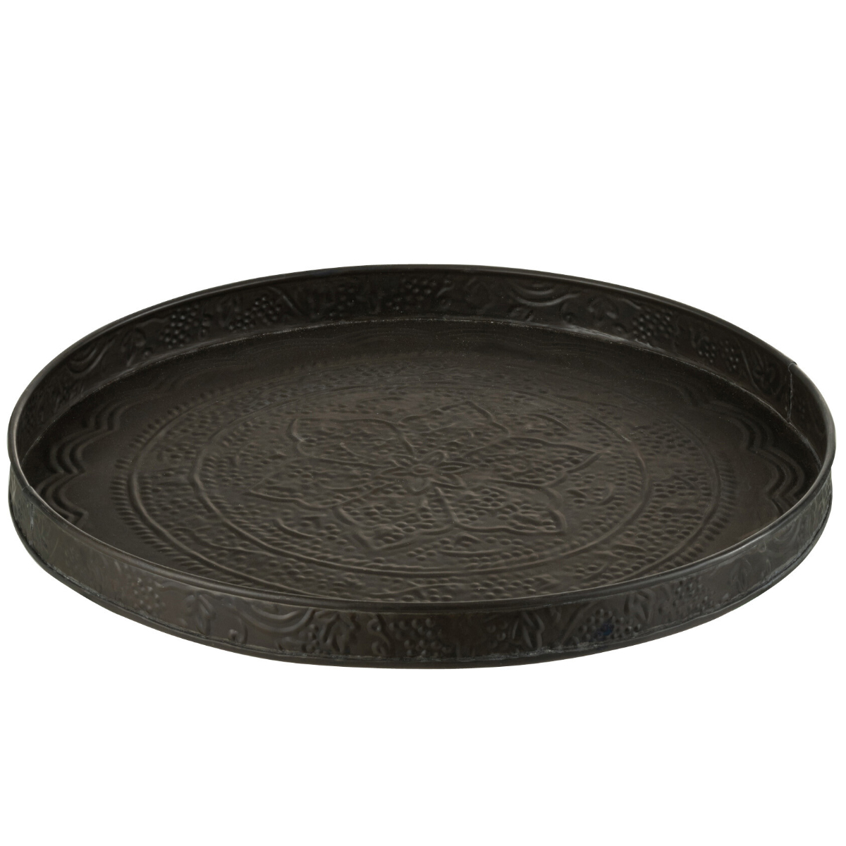 Plateau rond en metal grillage noir