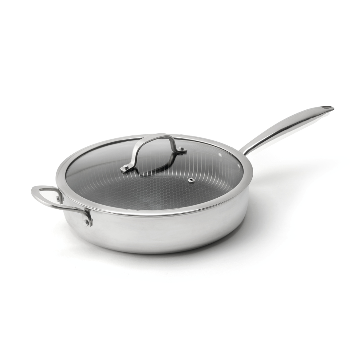 Sauteuse en acier inoxydable triply revêtement nid d'abeille anti-adhésif avec couvercle Multinox Pro 24 cm