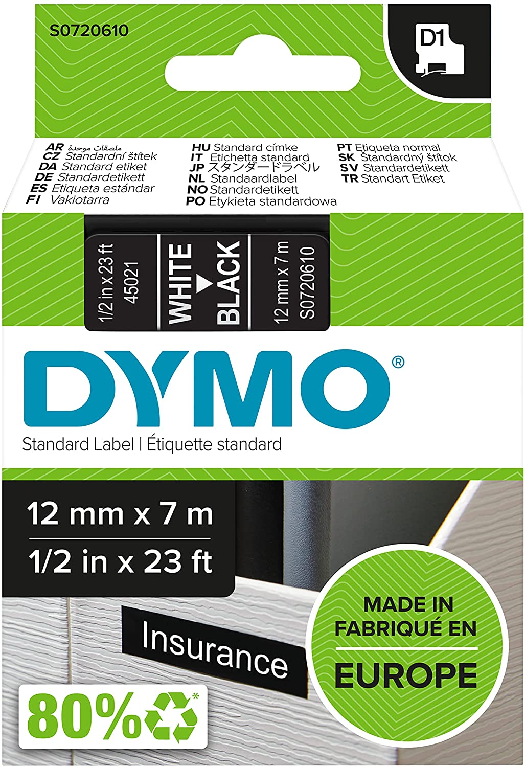 Ruban Dymo D1 6 mm coloris noir/blanc - Titreuses