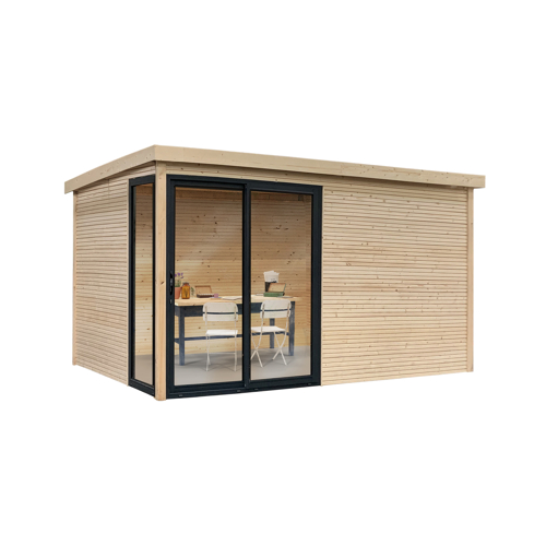 Abri de jardin en bois avec baies vitrées, Faro, 28 mm, 12 m²