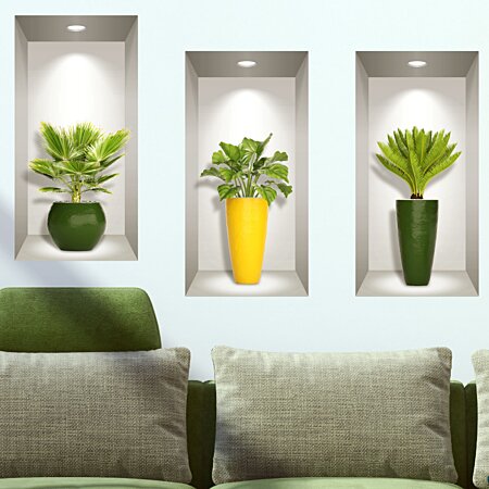 Stickers muraux effet 3D - 3D Fleurs et vase multicouleur - Adhésifs Trompe  l'oeil au meilleur prix