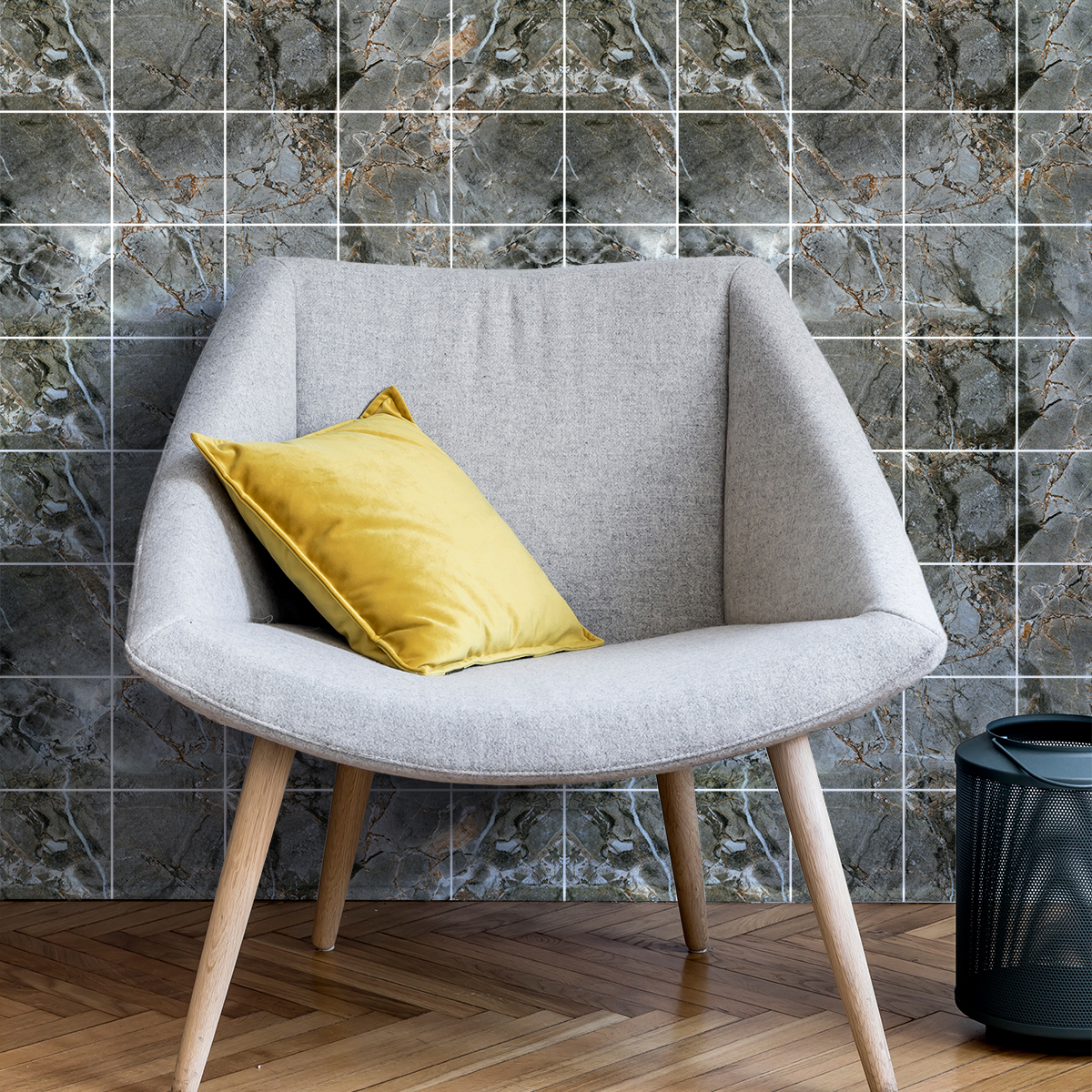 Décoration Murale Hiseng - Autocollants Carrelage Motif Marbre Mosaïque - 24 Pièces - Imperméables - Pour Cuisine & Salle De Bain - Facile à Poser Stickers Muraux Marbre