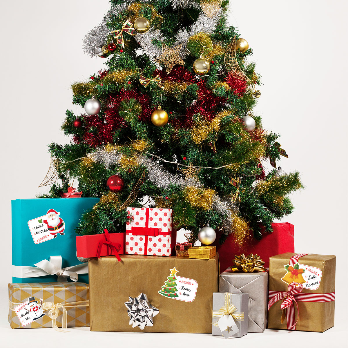 180 Autocollants De Noël - 6 Motifs Festifs - Idéal Pour Emballage Cadeaux Et Décoration