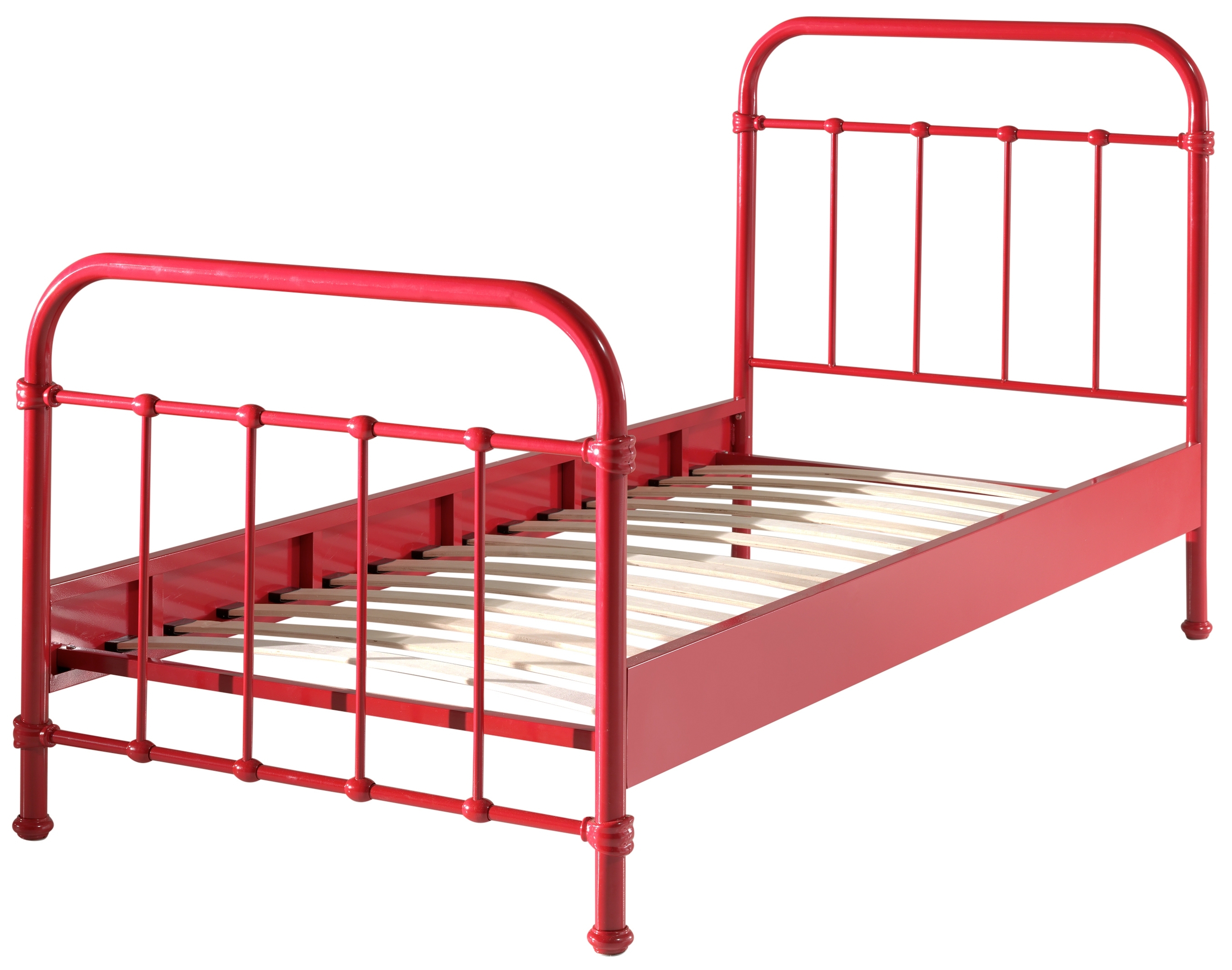 Lit simple métal rouge New york 90x200 au meilleur prix | E.Leclerc