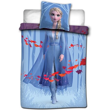 Parure de lit réversible - La reine des neiges - Anna et Elsa marchent -  140 cm x 200 cm
