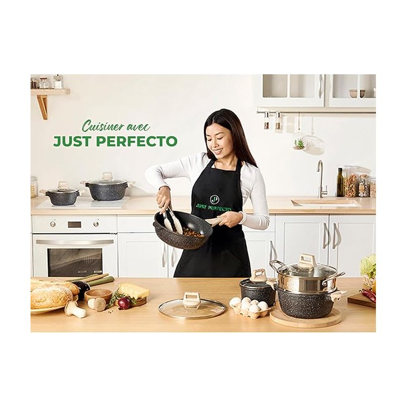 Batterie De Cuisine SENSARTE 23Pcs - Casseroles Poêles Induction | Poignées Amovibles, Antiadhésif
