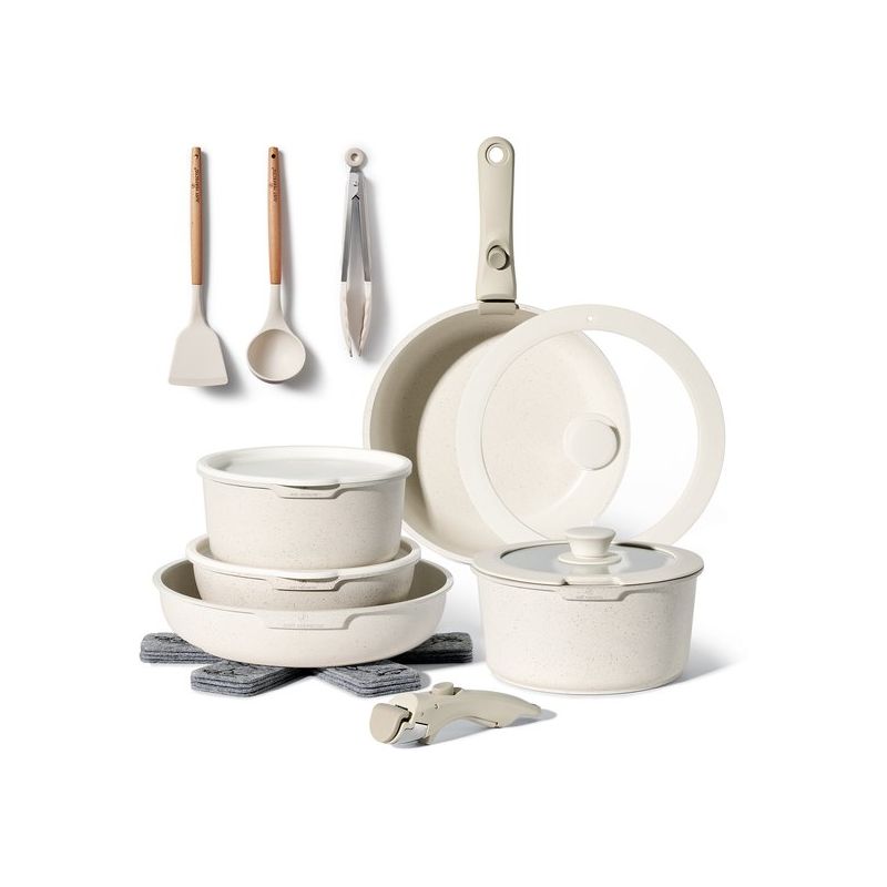 Batterie De Cuisine 15 Pièces Antiadhésif En Granit Beige - Tous Feux Dont Induction Just Perfecto Jl-788