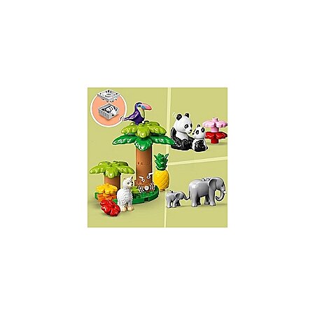 LEGO 10975 DUPLO Animaux Sauvages du Monde, Jouet Éducatif des 2 Ans, 22  Figurines de Lions, Daims, Alpaga, avec Tapis de Jeu 