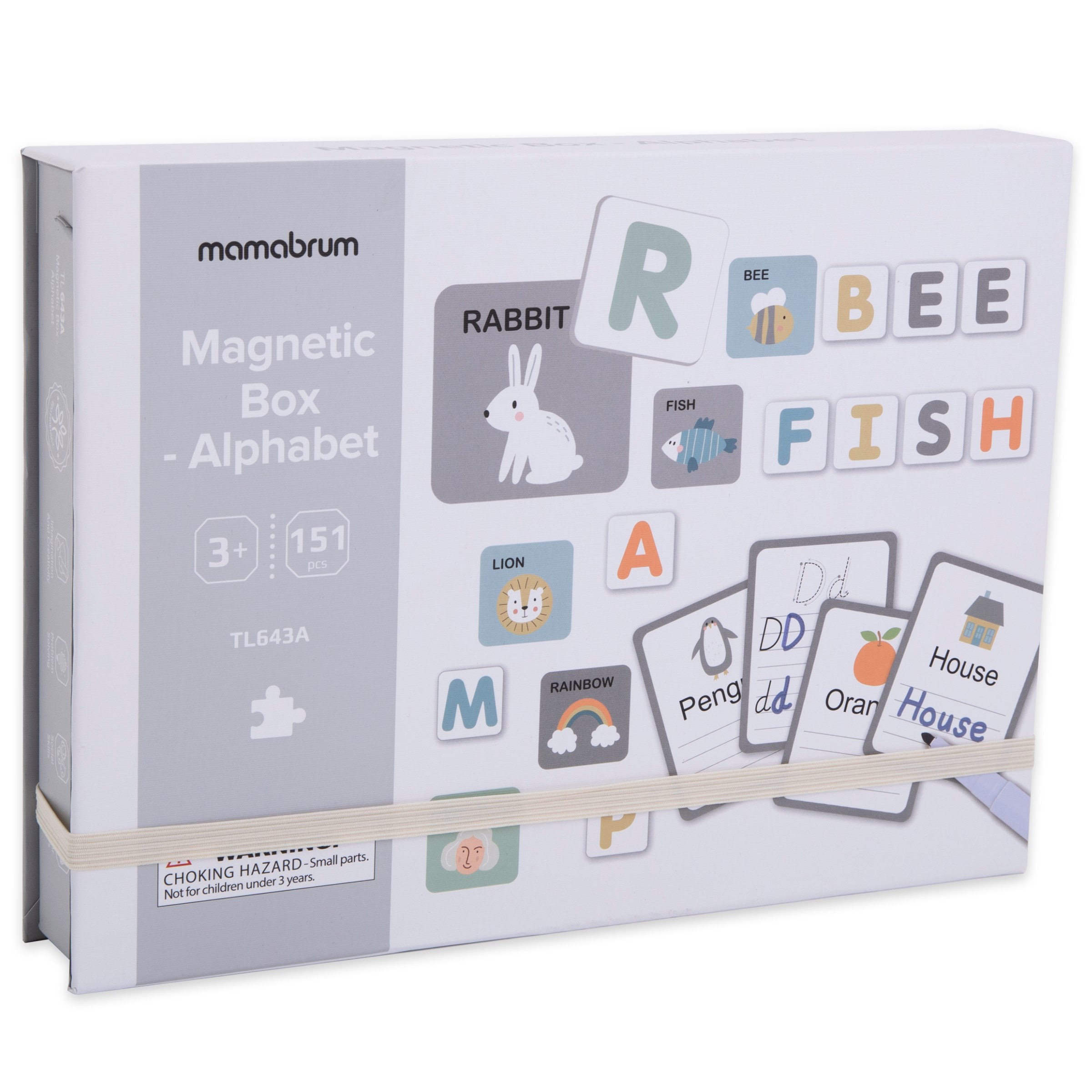 Puzzle Magnétique Alphabet Mamabrum – Boîte Avec 26 Cartes, 78 Lettres, Marqueur Effaçable – Apprentissage écriture