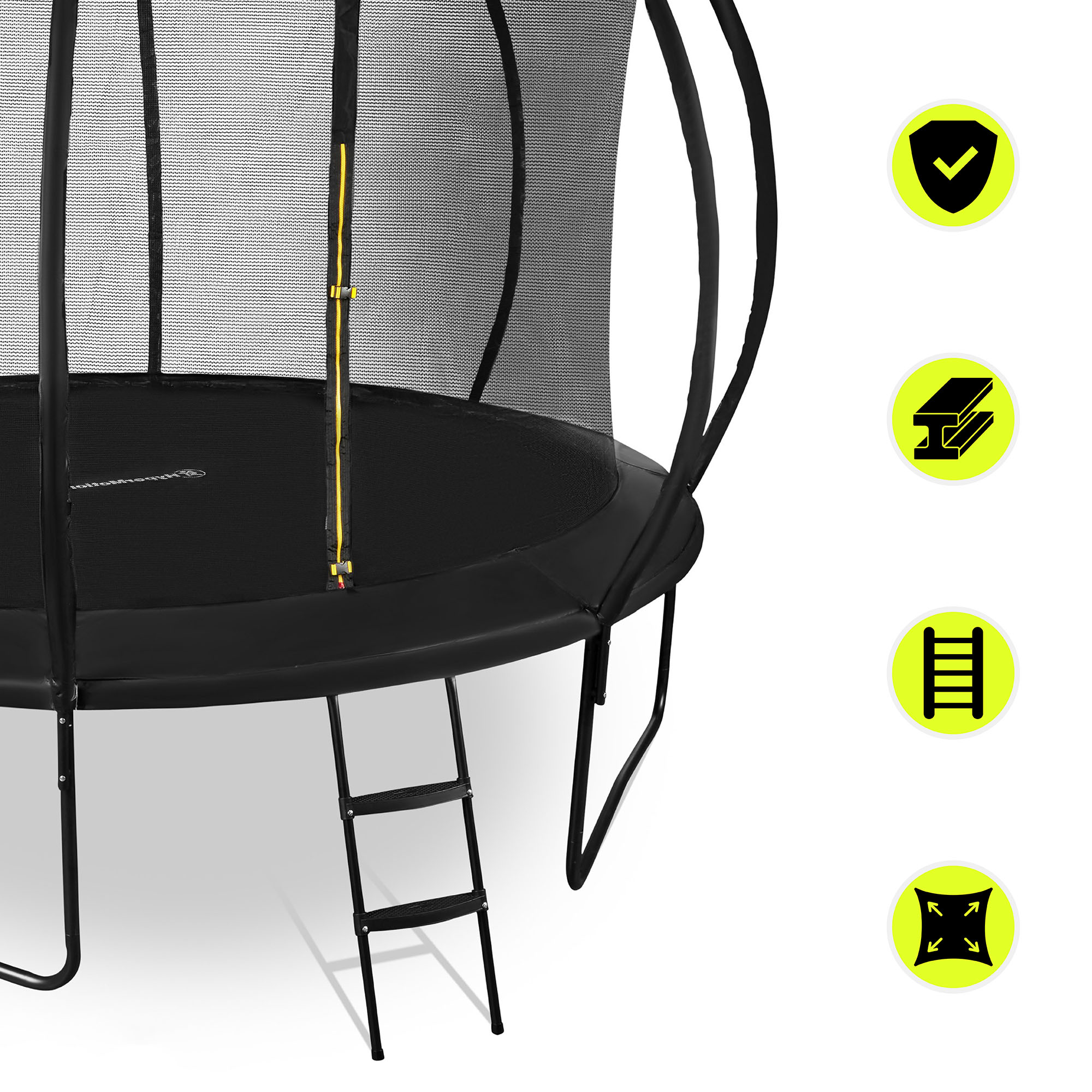Trampoline Extérieur 244 Cm (8 Ft) – Avec Filet De Sécurité Et Barres Rembourrées – Charge Max 100 Kg – Enfants