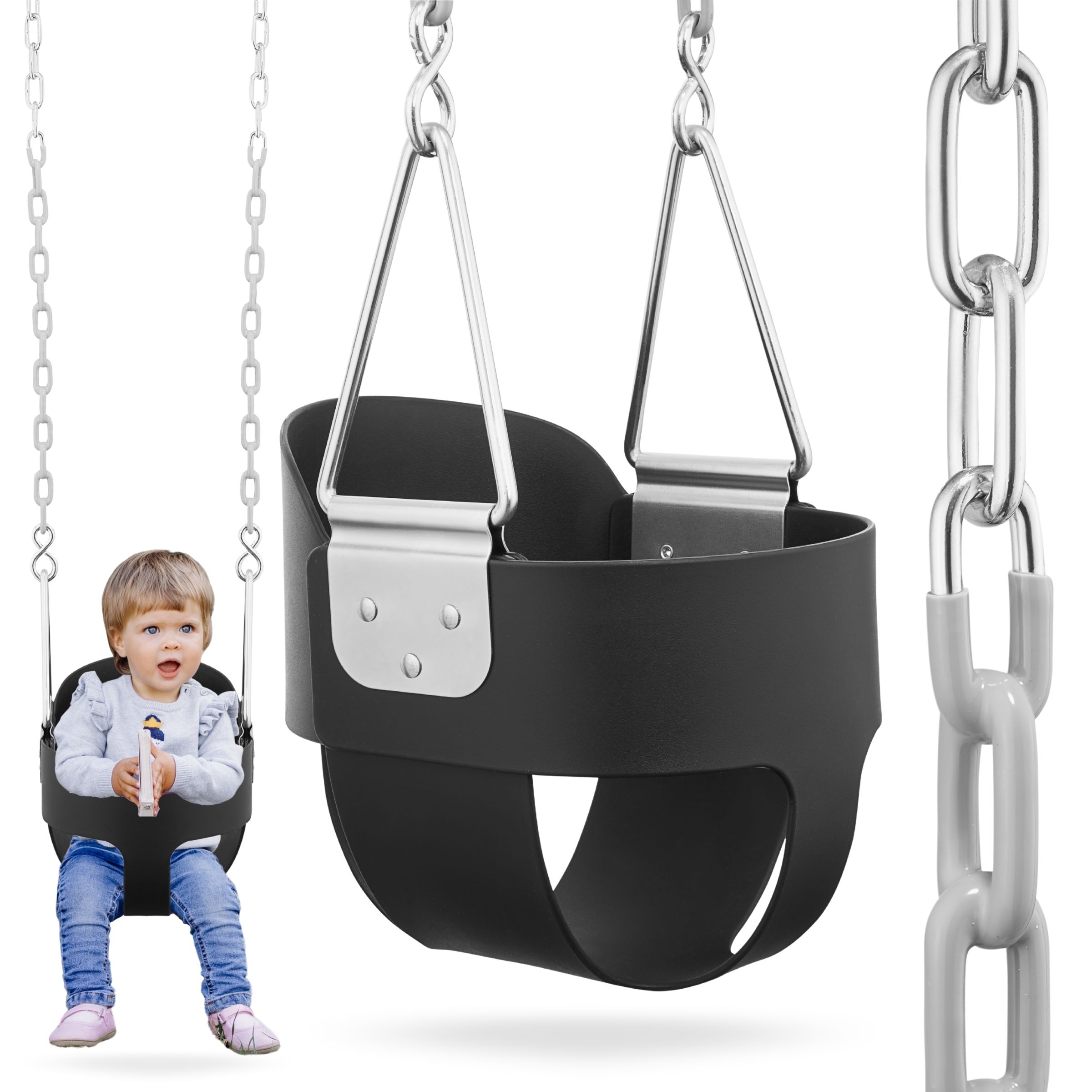 Balançoire Baquet Bébé HyperMotion - Assise EVA Confort & Sécurité Jardin 22kg