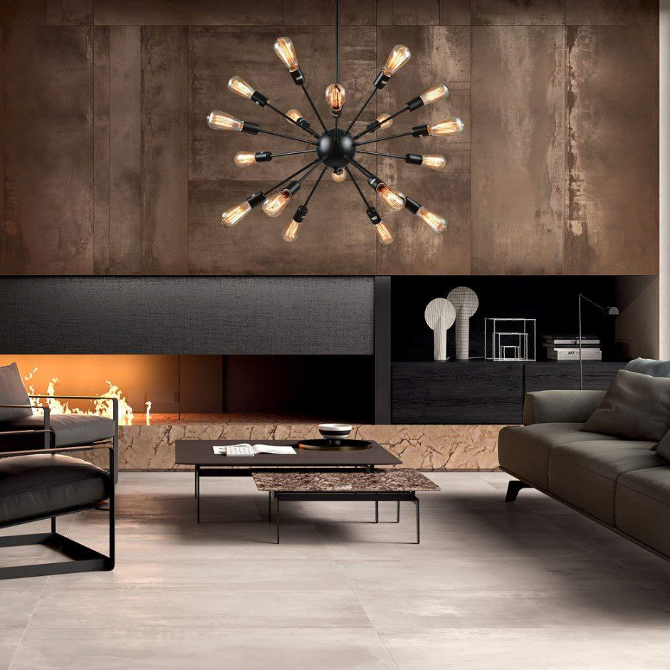 Lustre Suspendu à 3 Lumières - Plafonnier Design Métal Noir Pour Salon, Chambre, Cuisine - Ampoules E27 - 10
