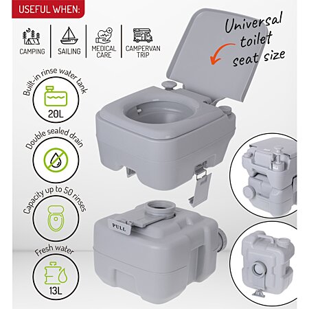 Toilette Portable Chimique pour Adultes 20L Camper, Camping, Auto Caravane  WC C
