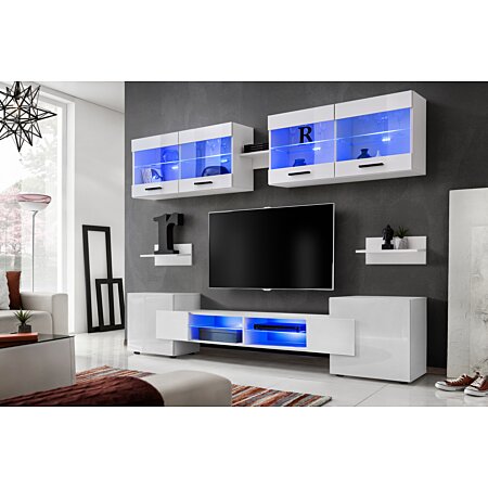 Meuble TV LED 3 couleurs Meuble TV mural 180CM Support TV flottant avec 20  documents gible et grand espace de rangement [US-W] - AliExpress