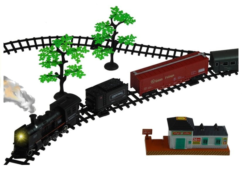 Train Télécommandé Avec Fumée, Lumières Et Son – Set De Rails Électrique – Cadeau Enfant – Locomotive à Vapeur