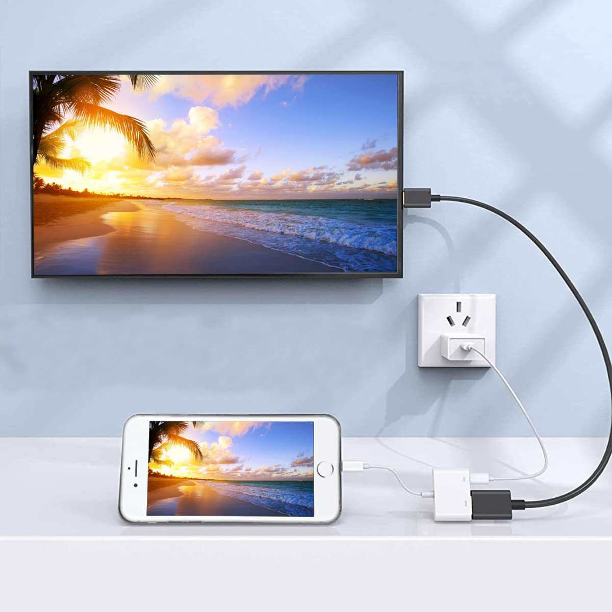 Adaptateur Lightning Vers HDMI Et AV - Pour IPhone, IPad - Affichage Écran Sur TV/Projecteur - 11