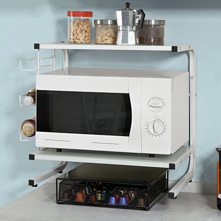 SoBuy® FRG092-W Étagères micro ondes de cuisine Mini-étagère Four  Micro-ondes Meuble rangement cuisine de service