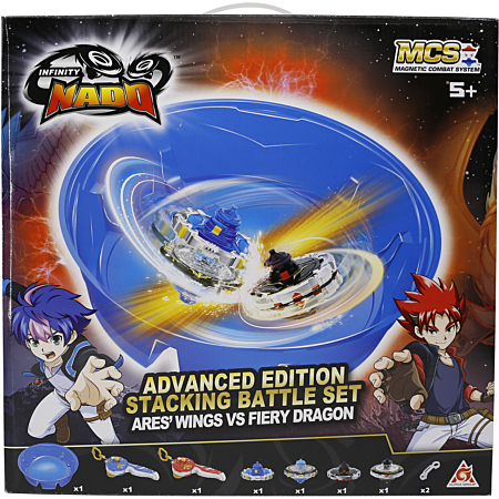 Jeu de plein air Infinity Nado Set Battle avec 2 toupies empilables Jeu de plein air Infinity Nado Set Battle avec 2 toupies empilables