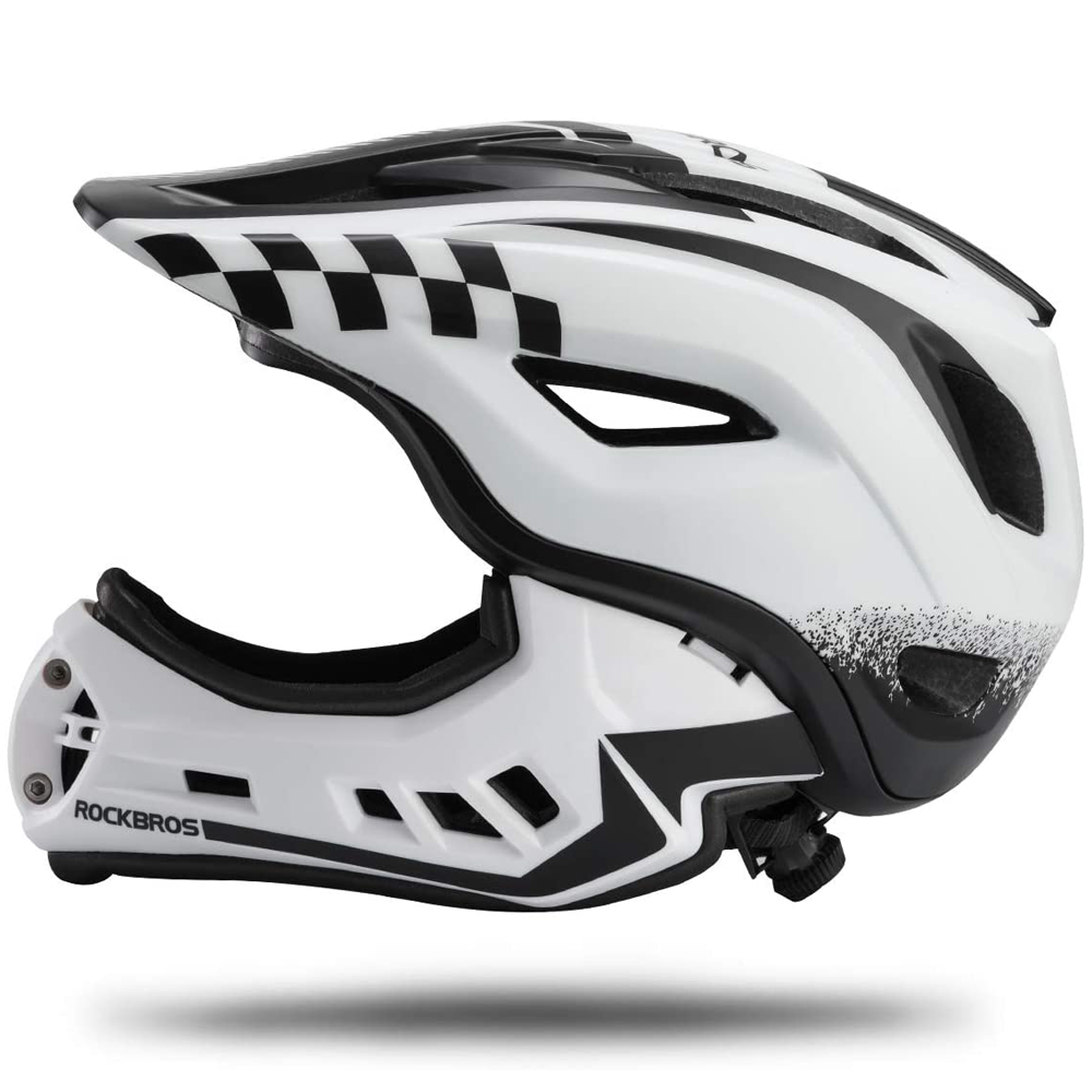 Casque Intégral Vélo VTT Casque BMX Enfant Casque Complet Anti-Choc Taille  Ajustable Menton Amovible