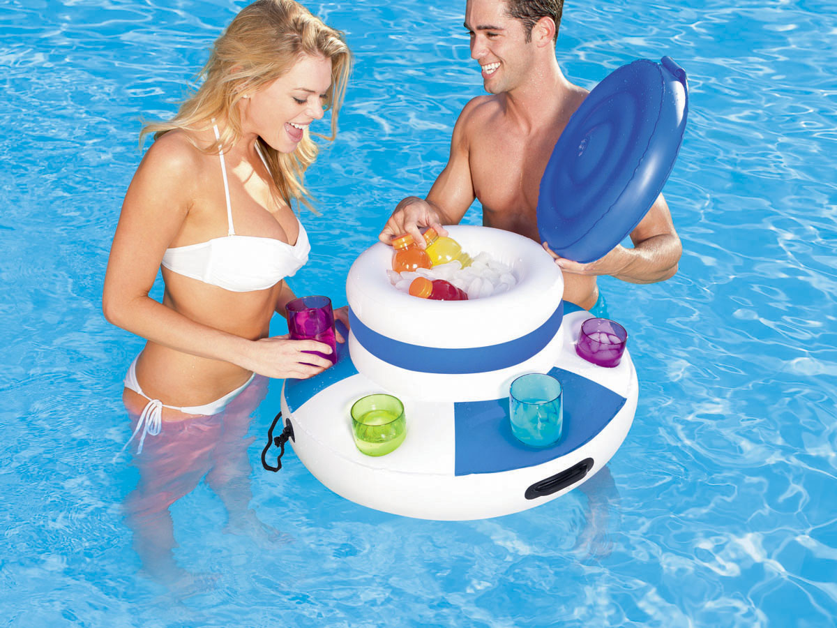 Birdeem Glacière Flottante Gonflable, Glacière pour Boissons pour Fête à la Piscine, Seau à Glace Flottant pour Rassemblements d'Été, Plage et Pique-Nique