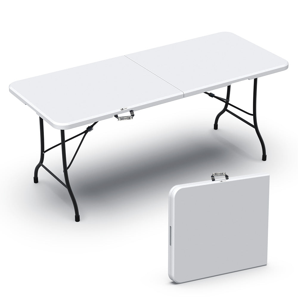 VOUNOT Table de camping pique nique pliable 180cm HDPE blanc au