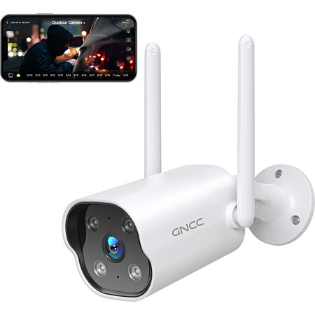 Caméra de surveillance GENERIQUE Caméra de Surveillance IeGeek ZS-GX5 2K  FHD Extérieure Intérieure Sans Fil Vision Nocturne Couleur Sirène  d'alarme Étanche IP65 Blanc