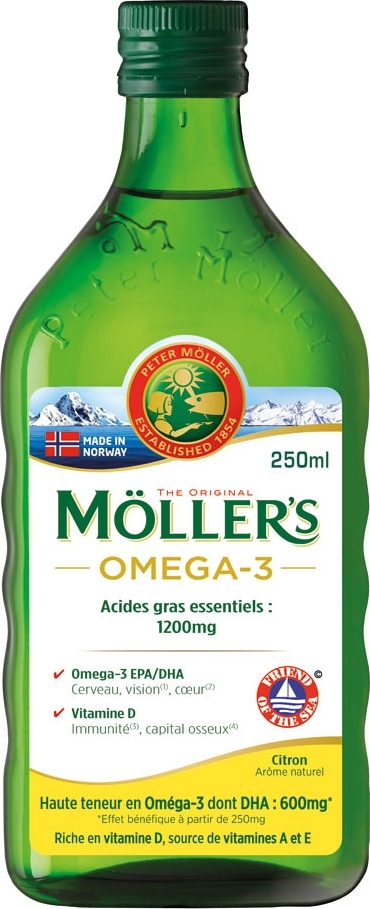 Huile de poisson norvégienne or 250 ml MOLLER'S MOLLERS –