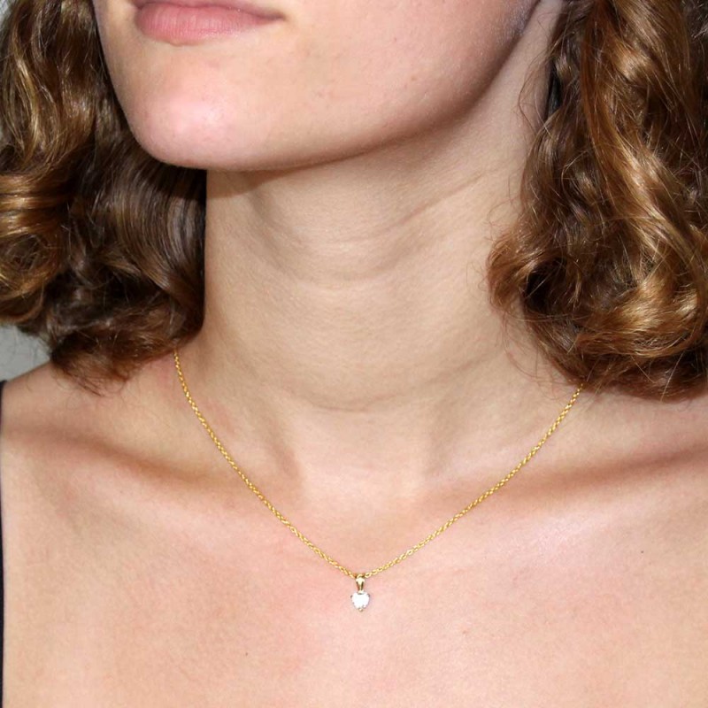 Pendentif Cœur En Or Jaune 18 Carats Avec Zirconium - Occasion (bijou Porté)