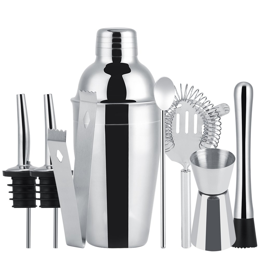 Service à Cocktail 8 Pièces – Shaker Français Métal Argenté – Générique