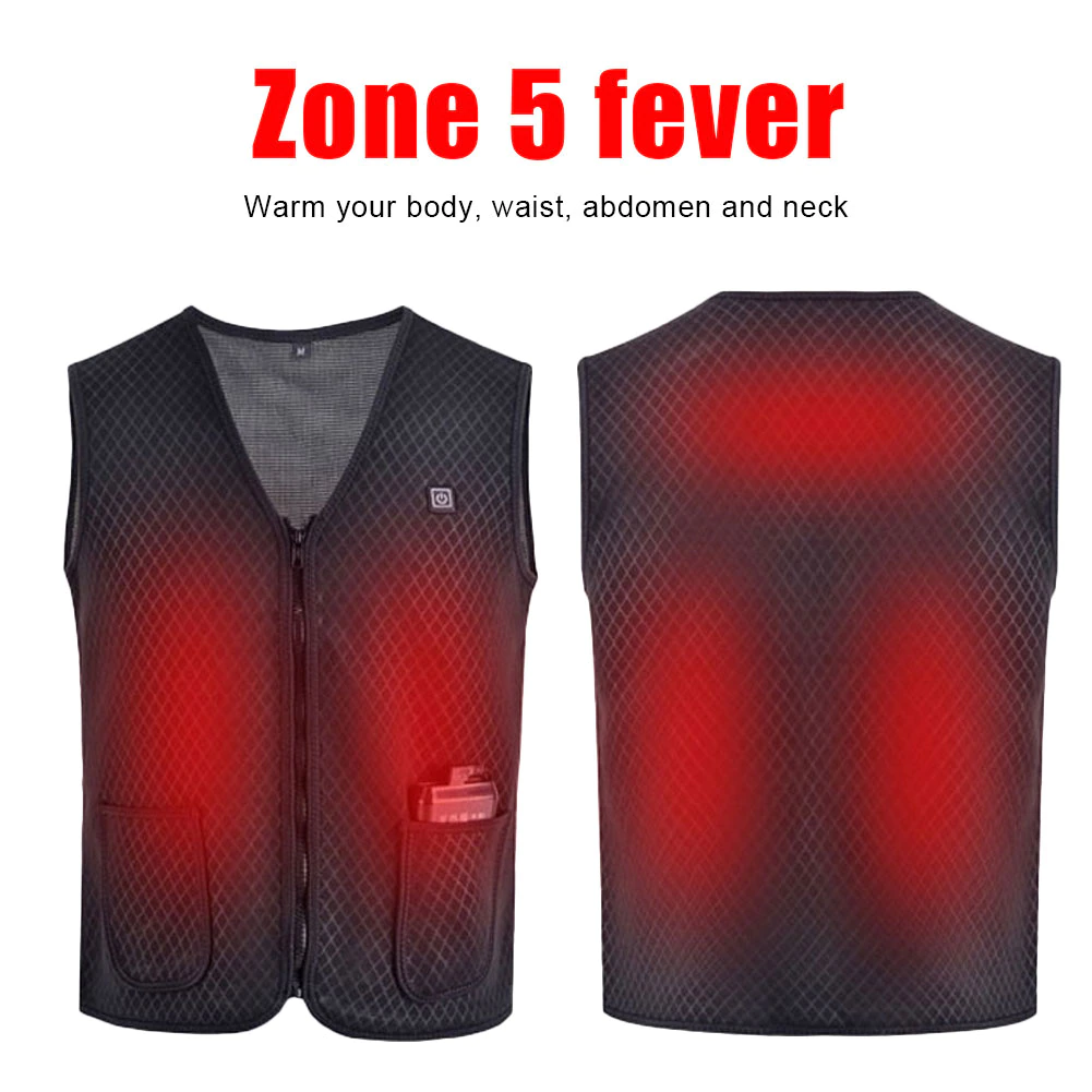 Gilet Chauffant électrique Homme – 9 Zones De Chaleur – 3 Réglages – Lavable – Tailles S à 8XL