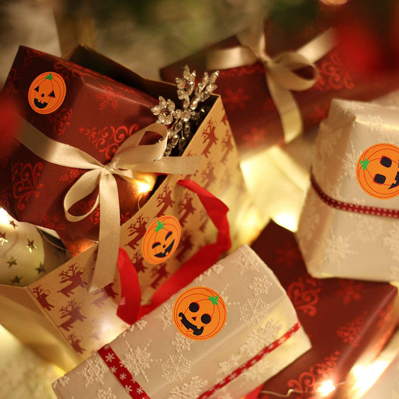 1 000 Autocollants Halloween Citrouille Scintillants - 2 Rouleaux Rose & Orange, Imperméables, Pour Scrapbooking, Fête, Loisirs Créatifs - 8