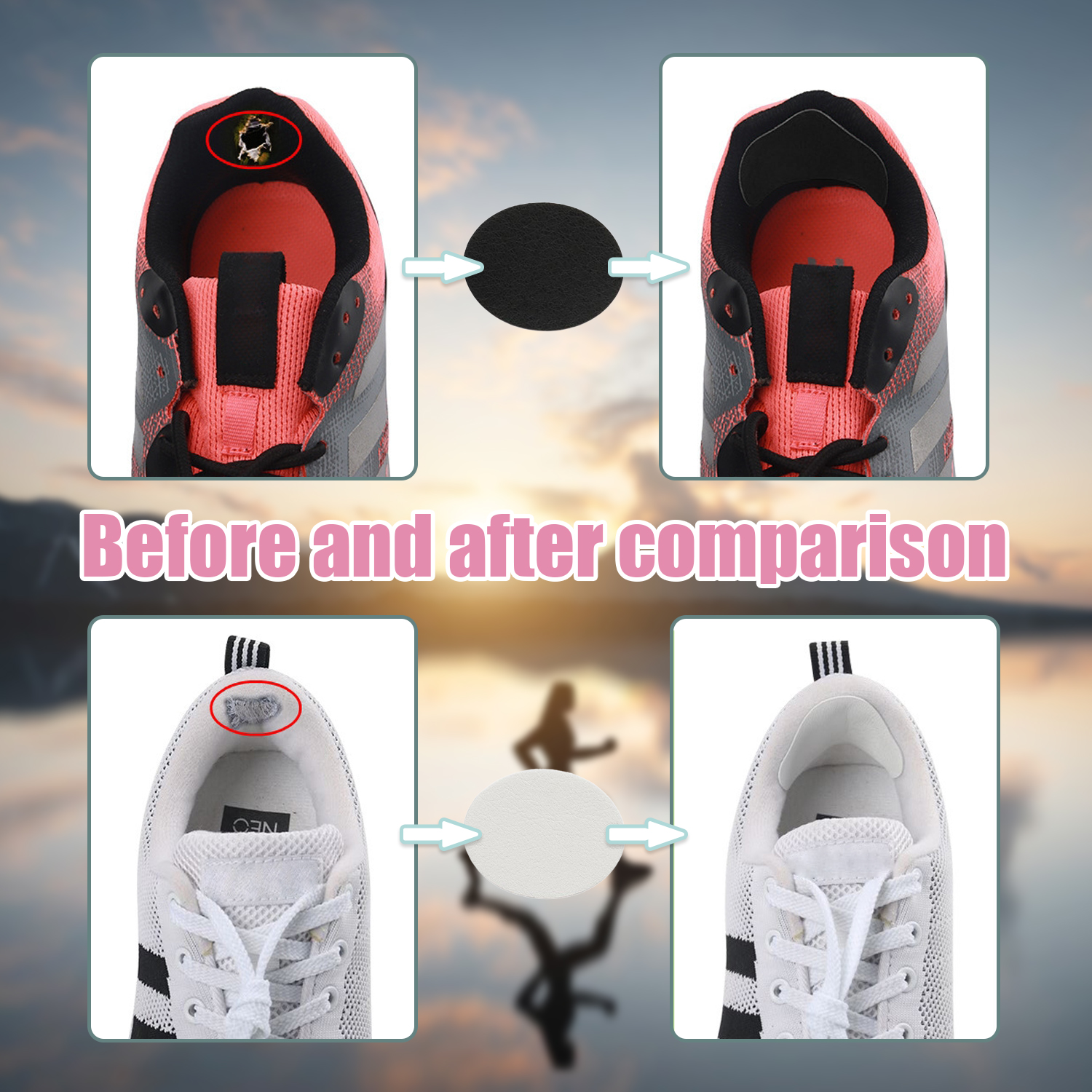 Patch Réparation Chaussure Patchs Réparation Chaussures - 6 Autocollants Cuir Microfibre (blanc, Noir, Gris, Bleu) Rustine Cuir Sport