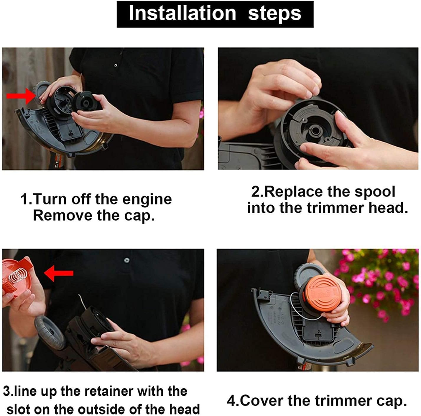 Viabrico Lot De 10 Bobines De Fil De Rechange AF-100 Pour Black Decker – Bobine De Fil De 0,2 Cm, Bobine De Recharge Automatique De 9,1 M Pour Black Decker (8 Bobines, 2 Capuchons